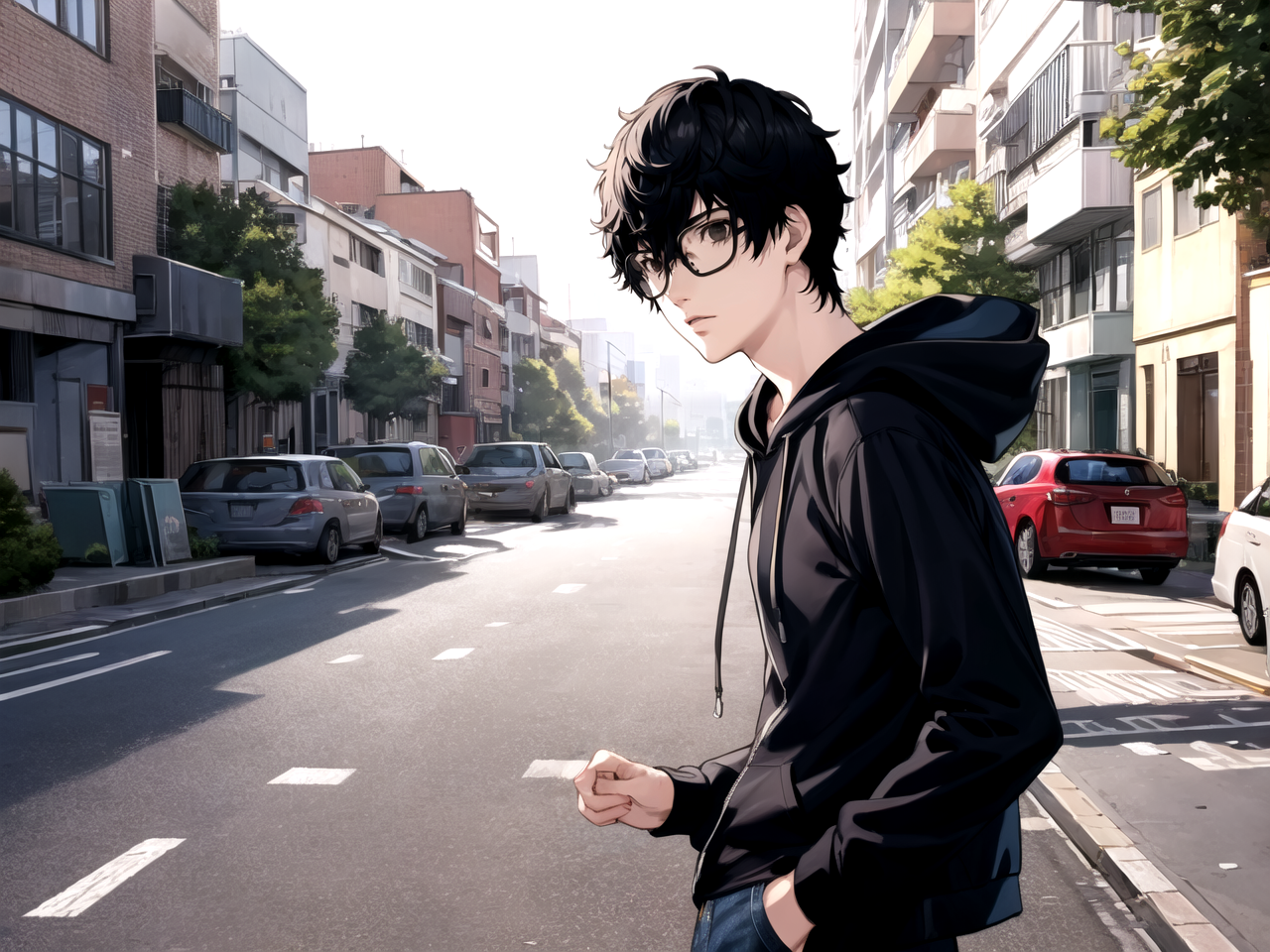 2132477280-masterpiece, best quality, 1boy, solo, male focus, dsren, black hair, short hair, black eyes, glasses, hoodie, jeans, standing,.png
